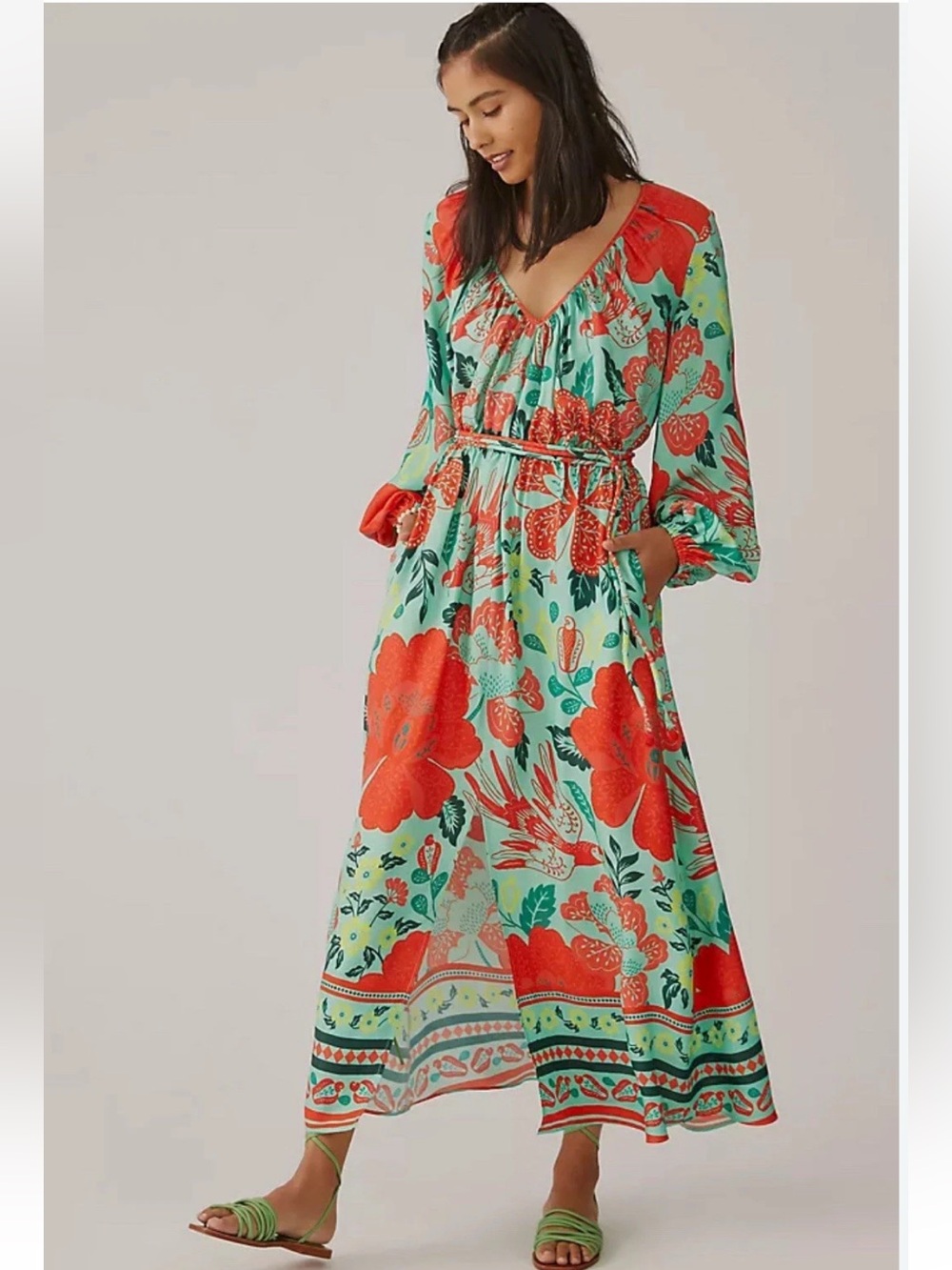 Farm Rio Poppy Floral Print Maxi Dress